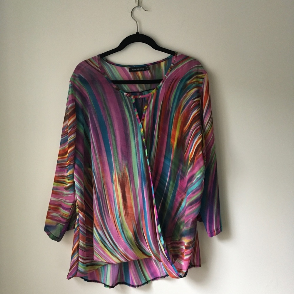 Multi Coloured Sheer Blouse Size XL